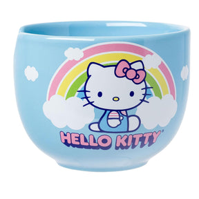 Sanrio Hello Kitty Rainbow 20 Ounce Ceramic Ramen Bowl with Chopsticks