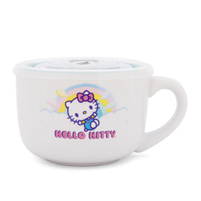 Sanrio Hello Kitty Clouds Ceramic Soup Mug With Vented Lid | Holds 24 Ounces