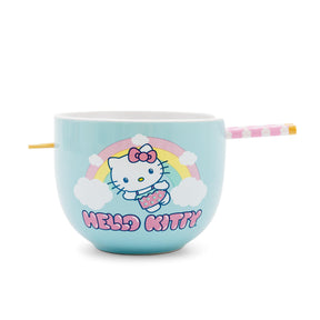 Sanrio Hello Kitty Rainbow 20-Ounce Ceramic Ramen Bowl With Chopsticks