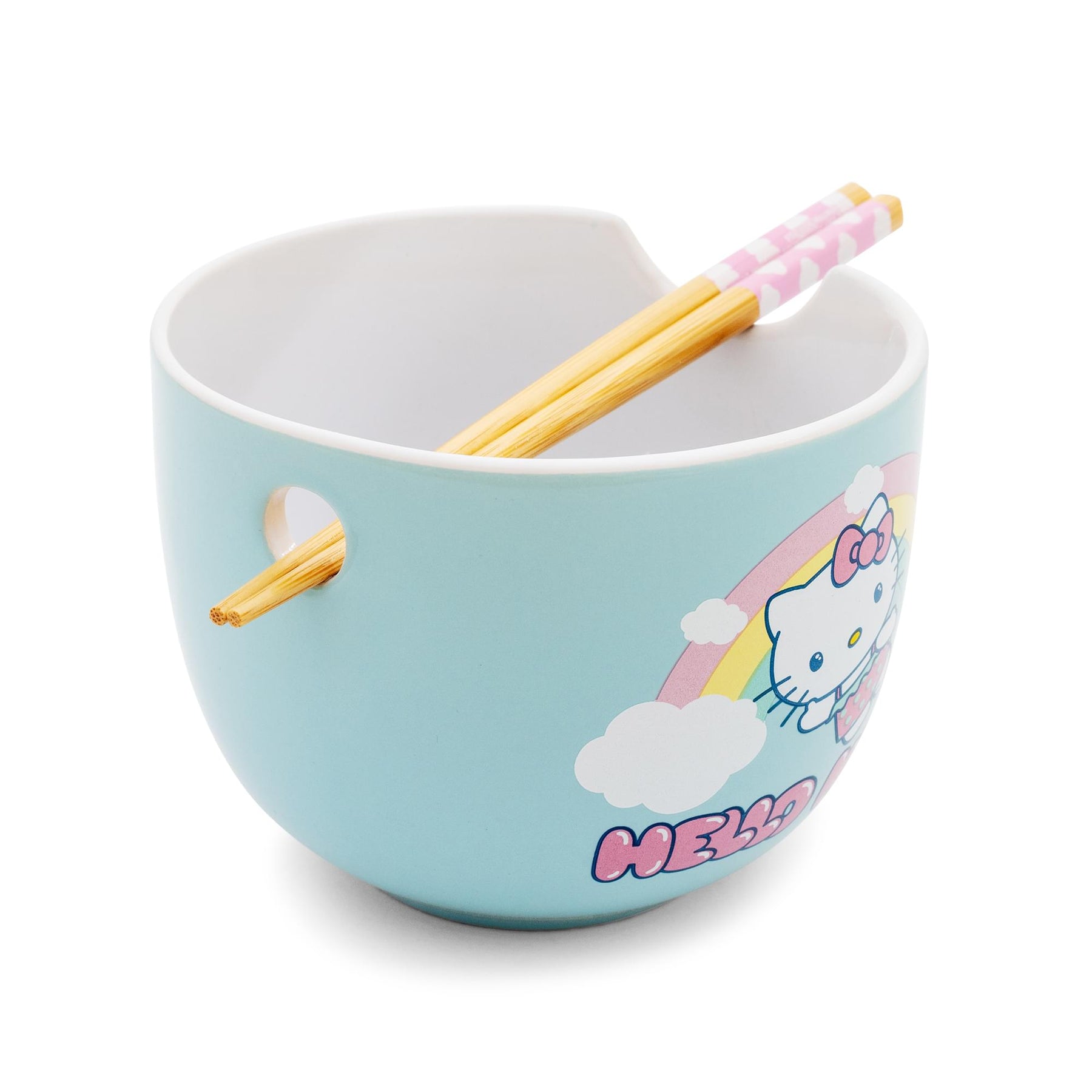 Sanrio Hello Kitty Rainbow 20-Ounce Ceramic Ramen Bowl With Chopsticks