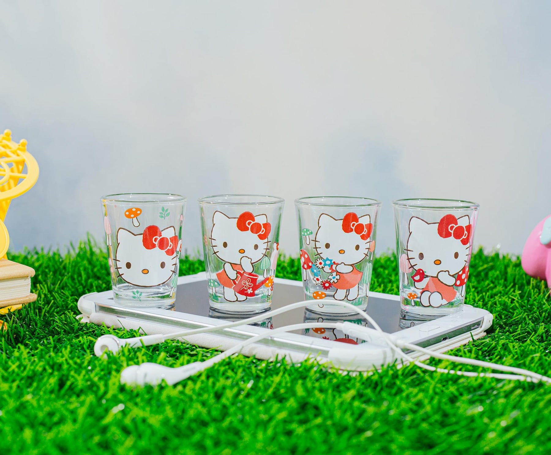 Sanrio Hello Kitty Mushrooms 2-Ounce Mini Shot Glasses | Set of 4