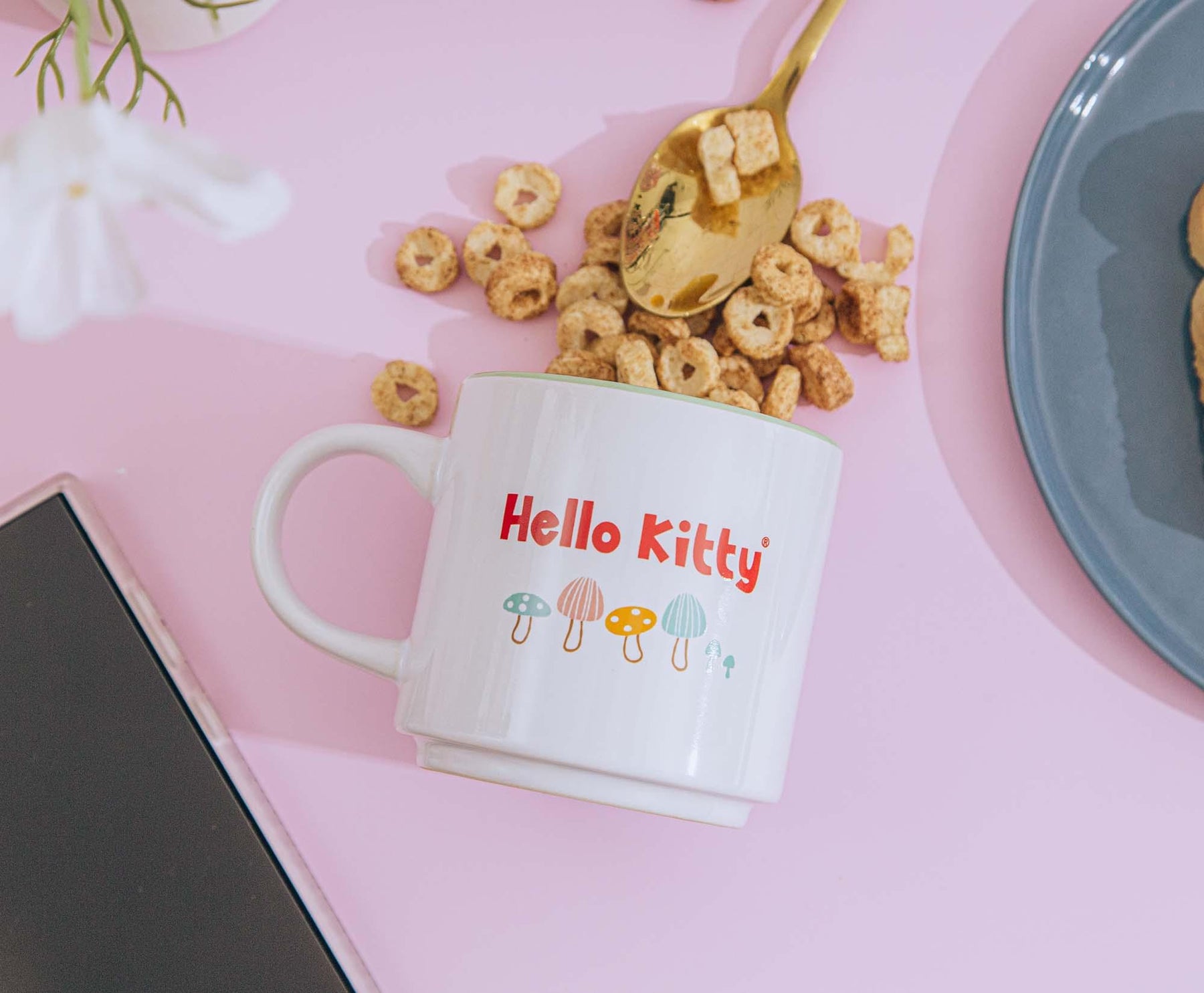 Sanrio Hello Kitty Mushrooms Single Stackable Ceramic Mug | Holds 13 Ounces