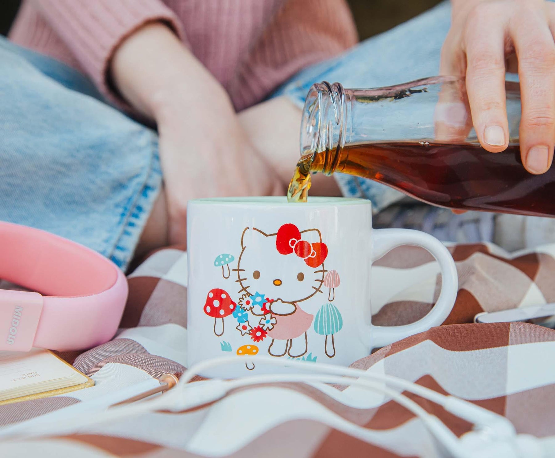 Sanrio Hello Kitty Mushrooms Single Stackable Ceramic Mug | Holds 13 Ounces