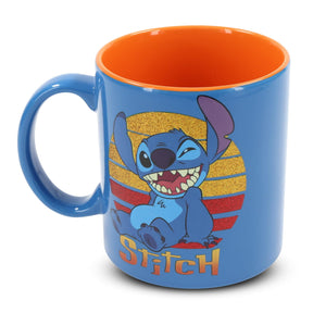 Disney Lilo & Stitch Sunset Ceramic Glitter Mug | Holds 20 Ounces