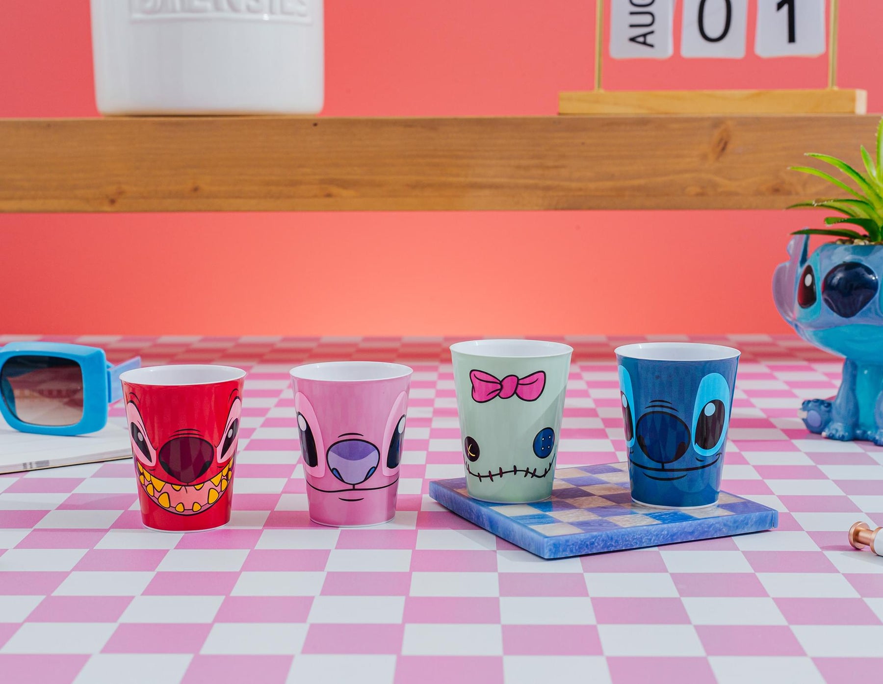 Disney Lilo & Stitch 4-Piece Plastic Mini Cup Set | Each Holds 2 Ounces