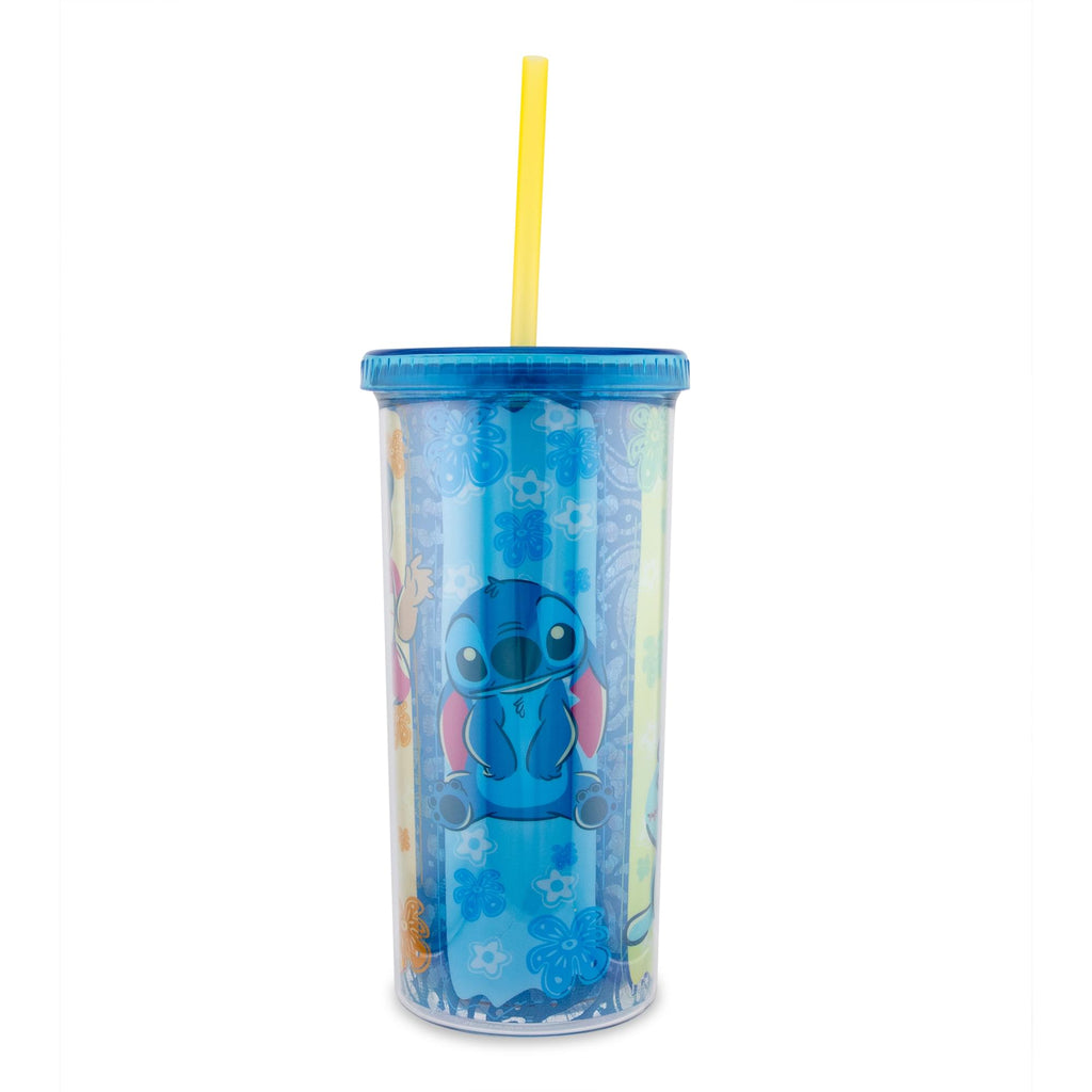 Stitch reusable kids cup with spill proof straw