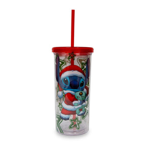 Disney Lilo & Stitch Santa Outfit Carnival Cup With Lid And Straw | Holds 20 Ounces