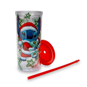 Disney Lilo & Stitch Santa Outfit Carnival Cup With Lid And Straw | Holds 20 Ounces