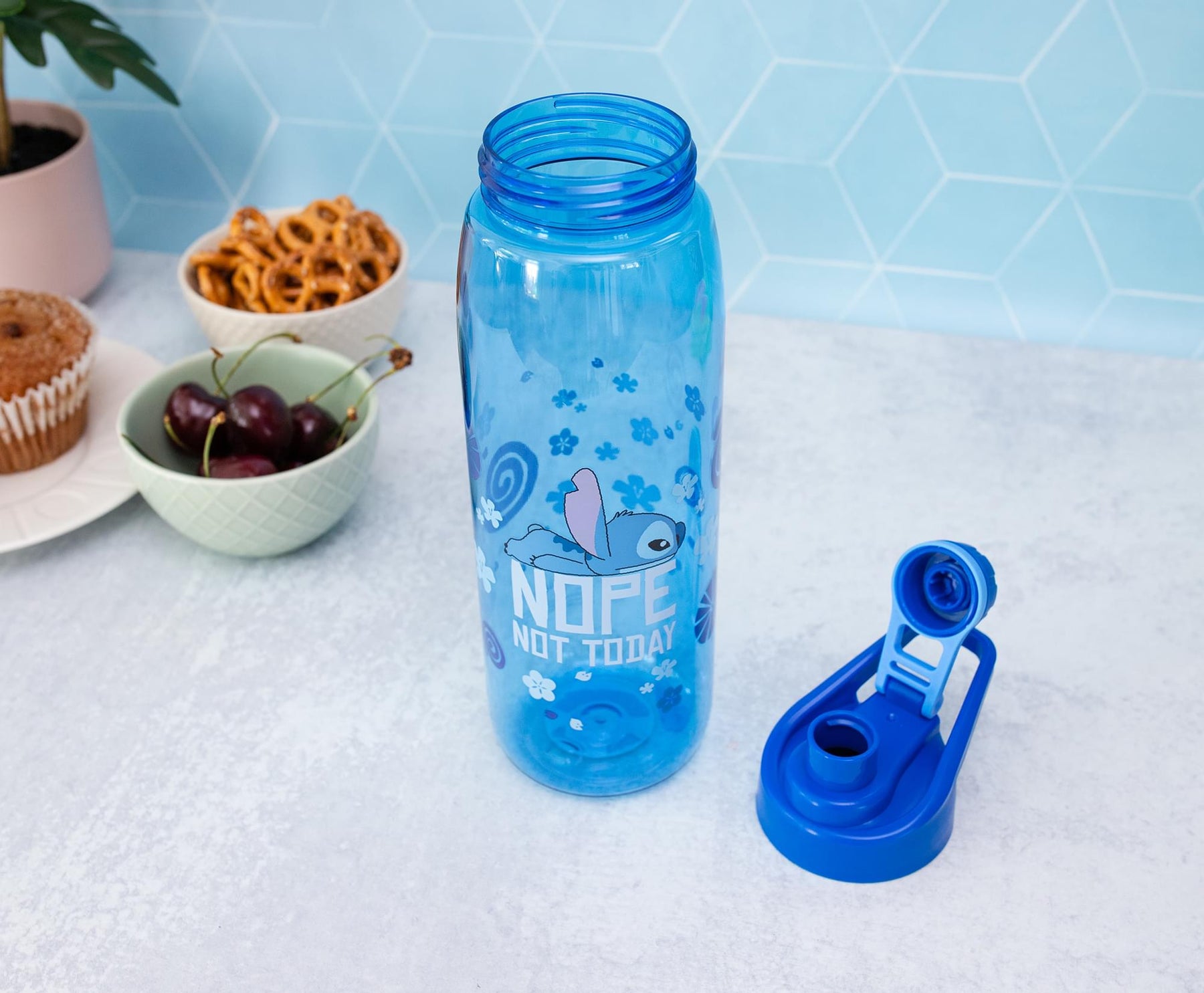 Disney Lilo & Stitch "Not Today" Water Bottle with Lid | Holds 28 Ounces