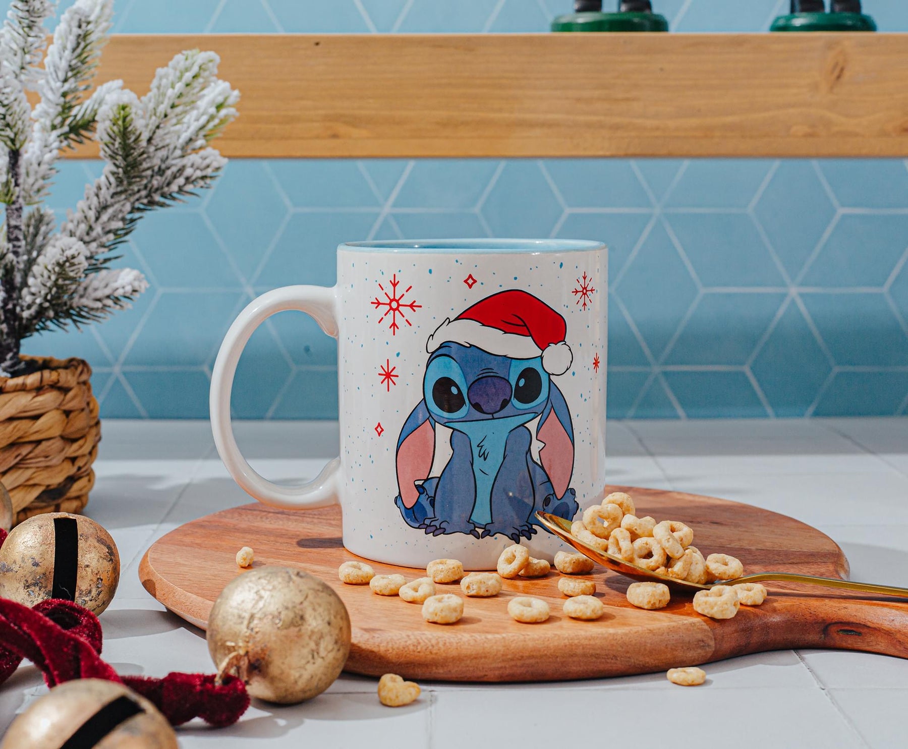 Disney Lilo & Stitch Santa Hat Ceramic Mug | Holds 20 Ounces