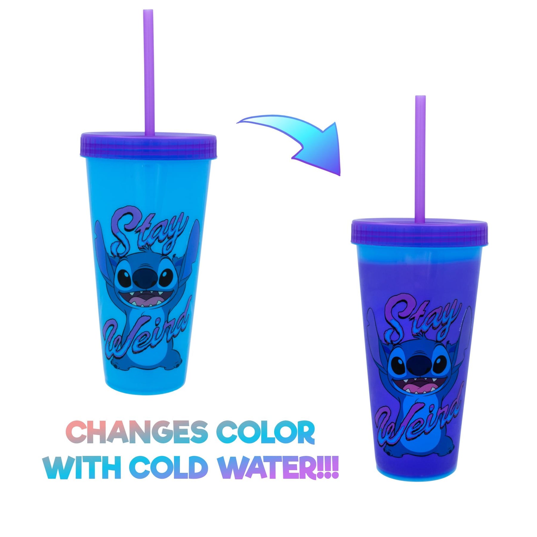 Disney Lilo & Stitch "Stay Weird" Color-Changing Plastic Tumbler | 24 Ounces