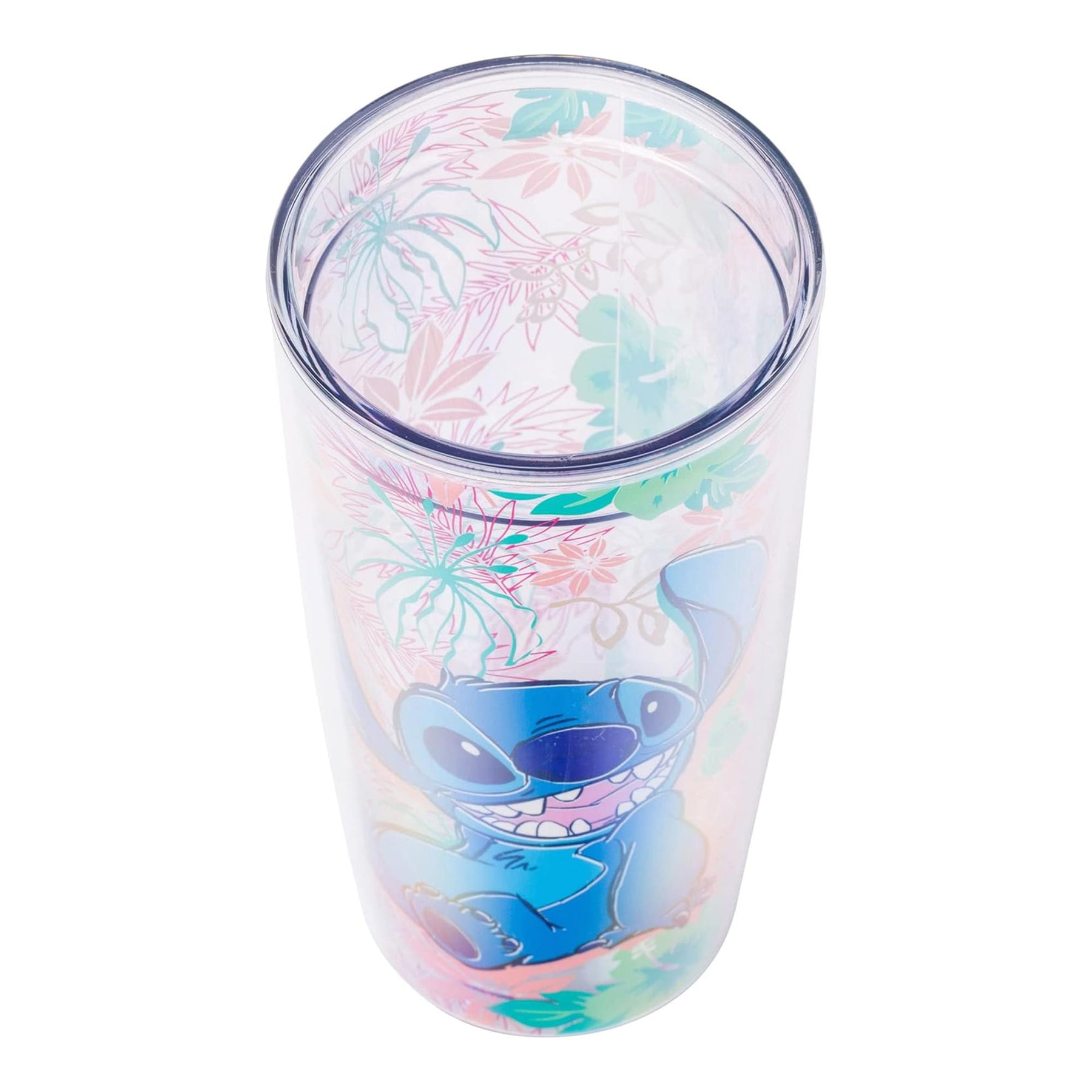 Disney Lilo & Stitch Floral Pattern 20 Ounce Travel Tumbler with Slide Close Lid