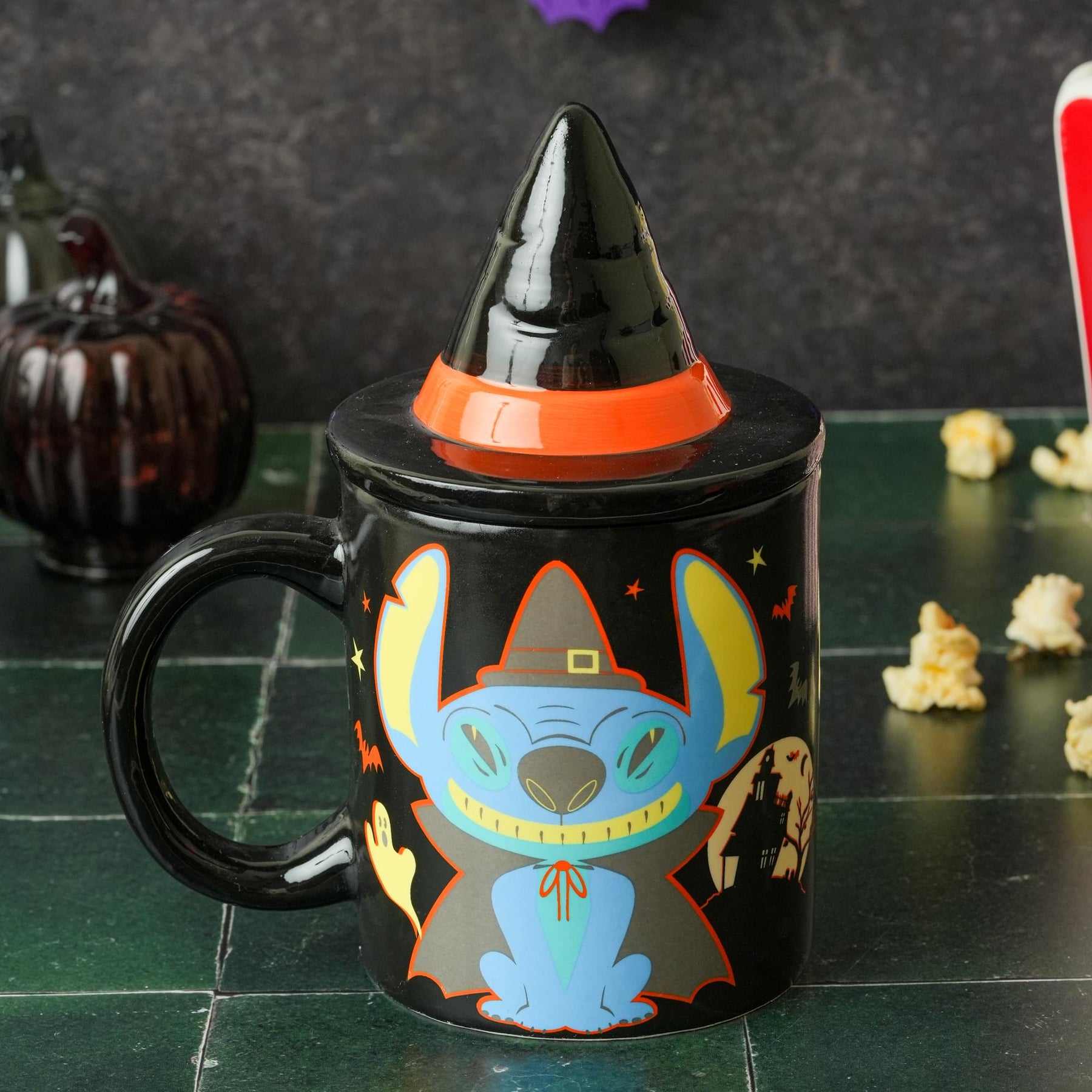 Disney Lilo & Stitch Halloween Witch 18oz Ceramic Mug with Sculpted Topper