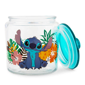 Disney Lilo & Stitch Glass Snack Jar Container With Lid | 6 Inches Tall