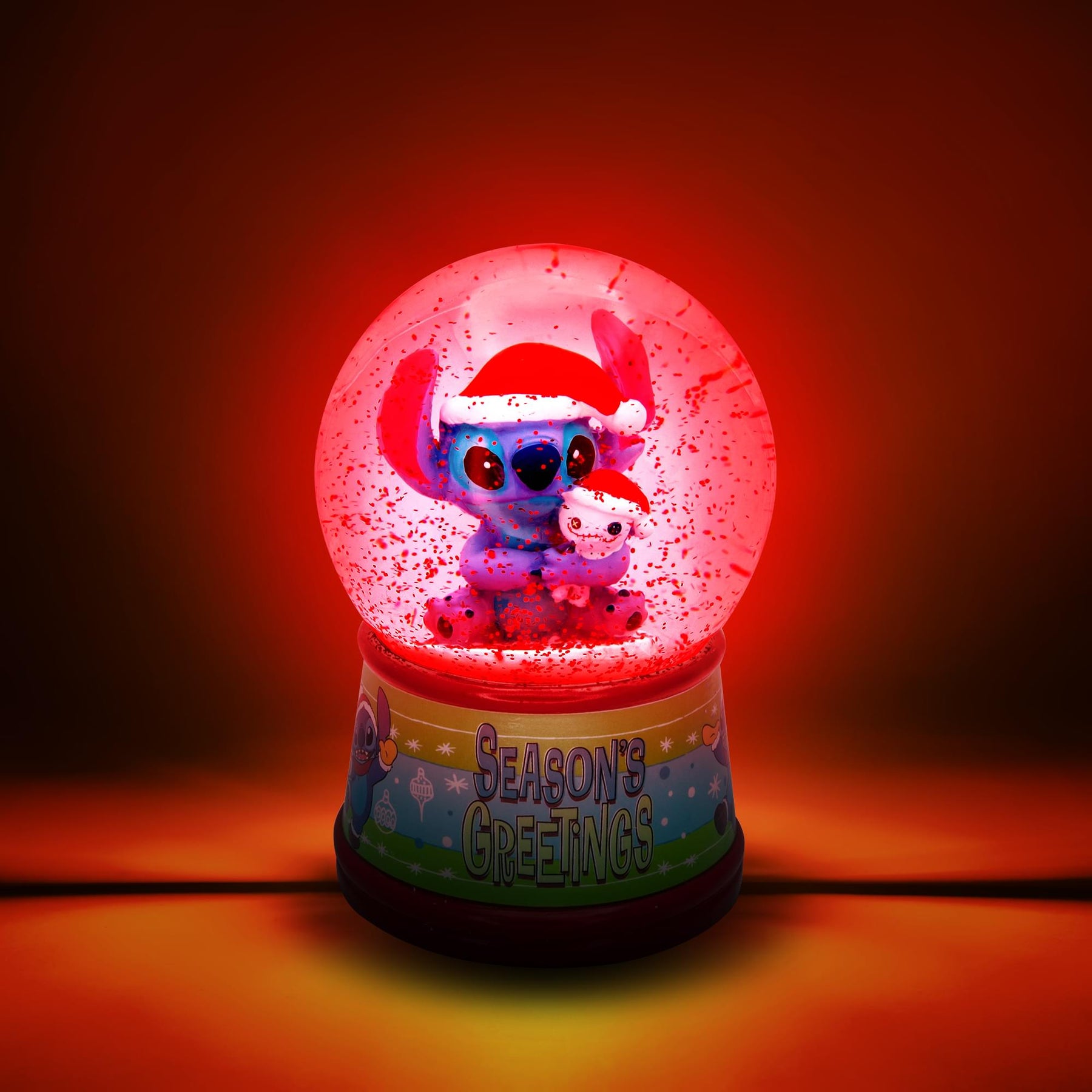 Disney Lilo & Stitch "Season's Greetings" Light-Up Snow Globe | 6 Inches Tall