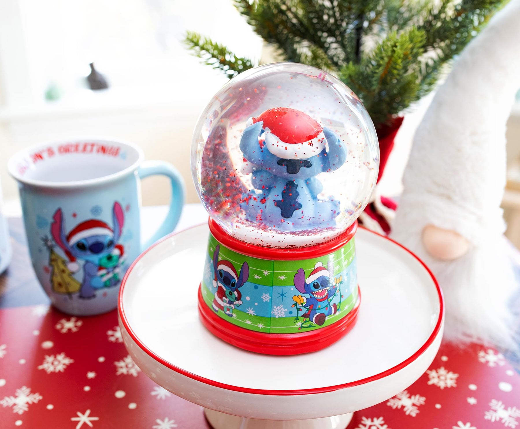 Disney Lilo & Stitch "Season's Greetings" Light-Up Snow Globe | 6 Inches Tall