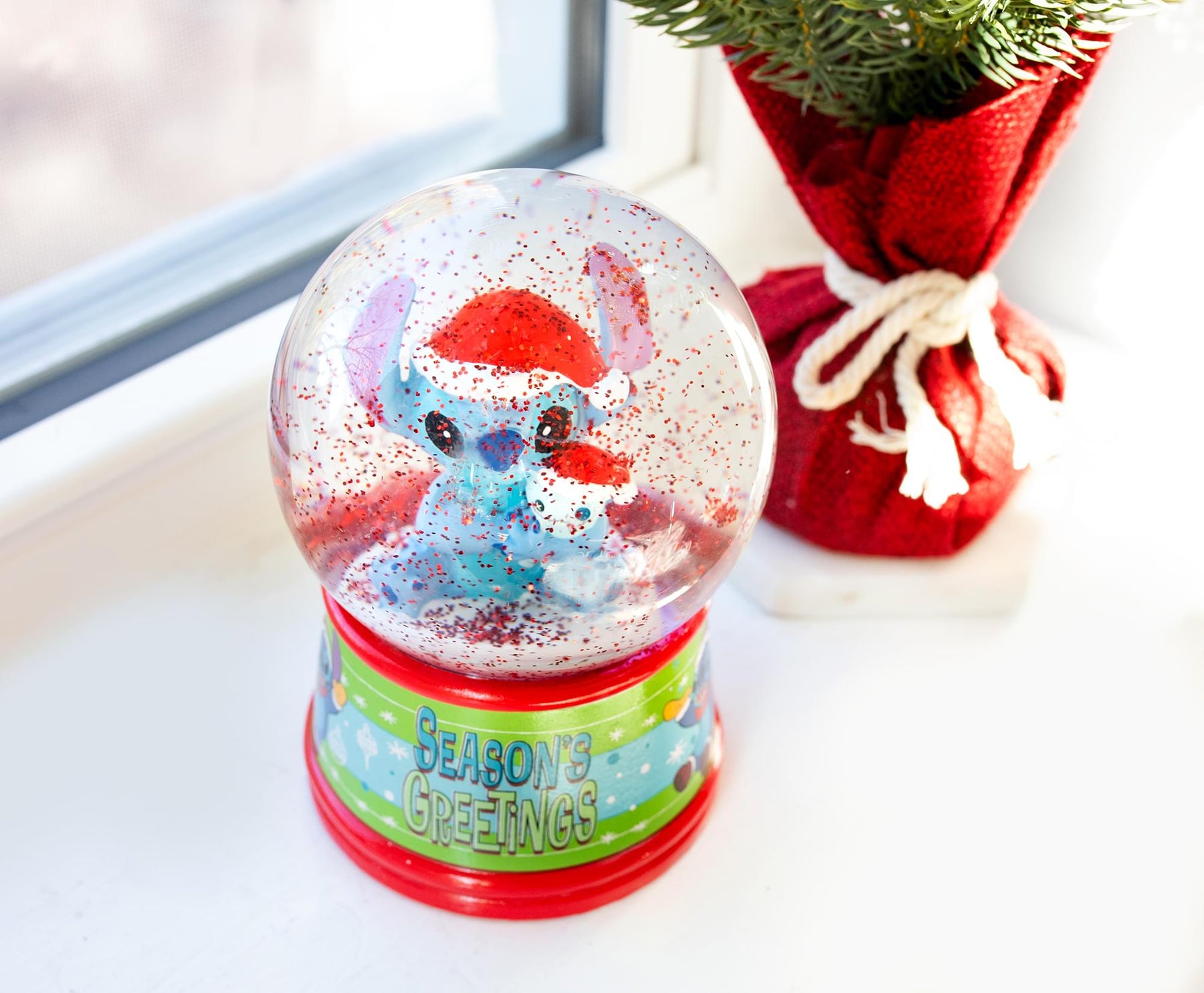 Disney Lilo & Stitch "Season's Greetings" Light-Up Snow Globe | 6 Inches Tall