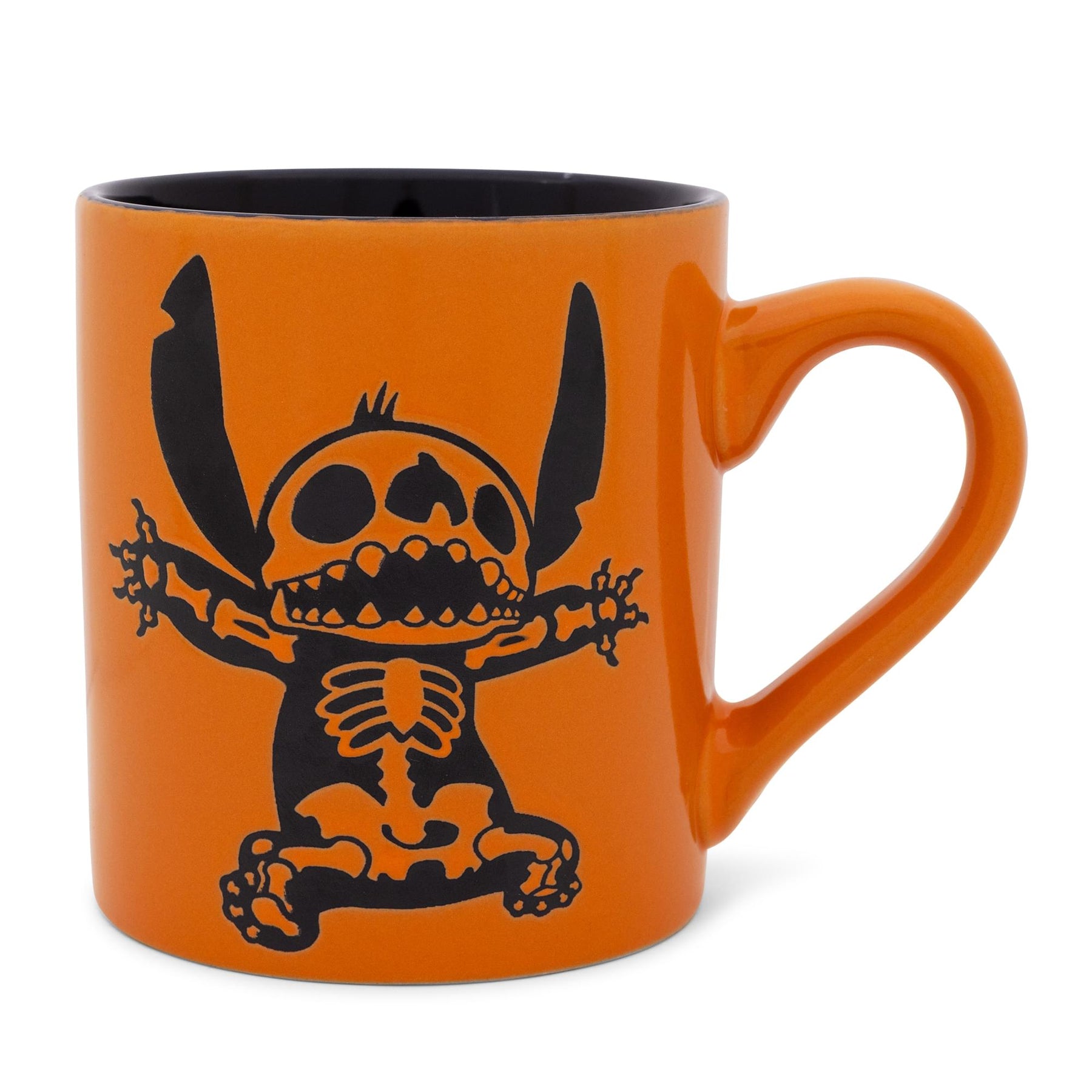 Disney Lilo & Stitch Skeleton Wax-Resist Ceramic Pottery Mug | 14 Ounces