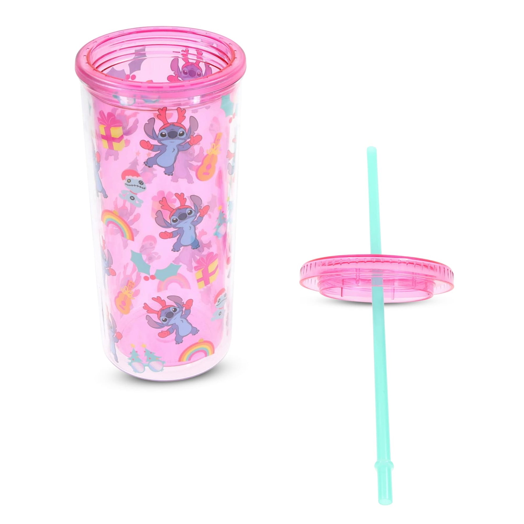 Disney Lilo & Stitch Christmas Stitch 20-Ounce Carnival Cup With Lid and Straw