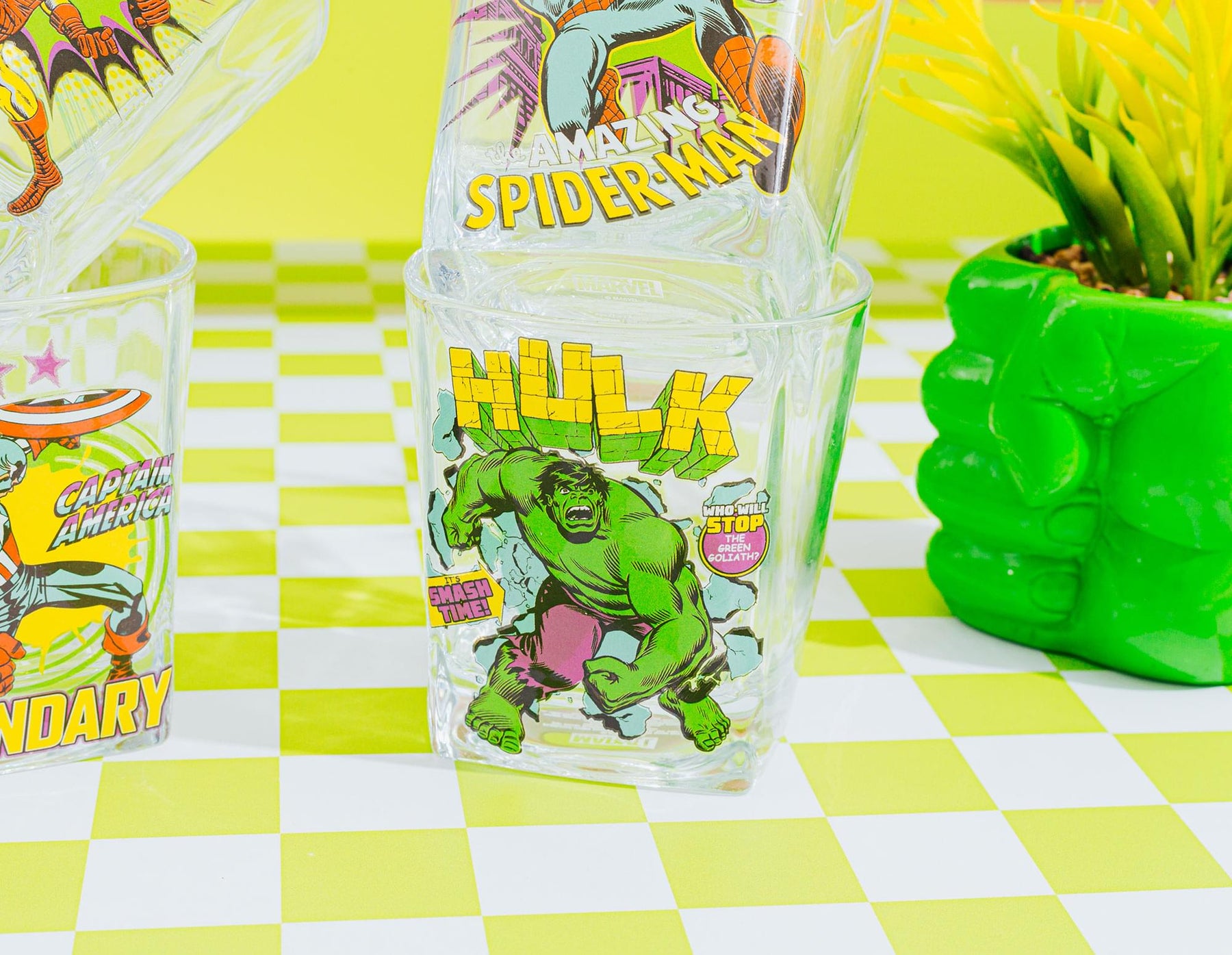 Marvel Comics Superheroes 9-Ounce Rock Glasses | Set of 4