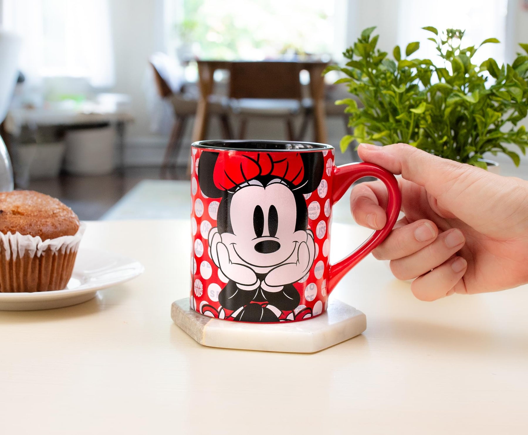 Disney Minnie Mouse Rock the Dots Ceramic Coffee Mug | Holds 14 Ounces