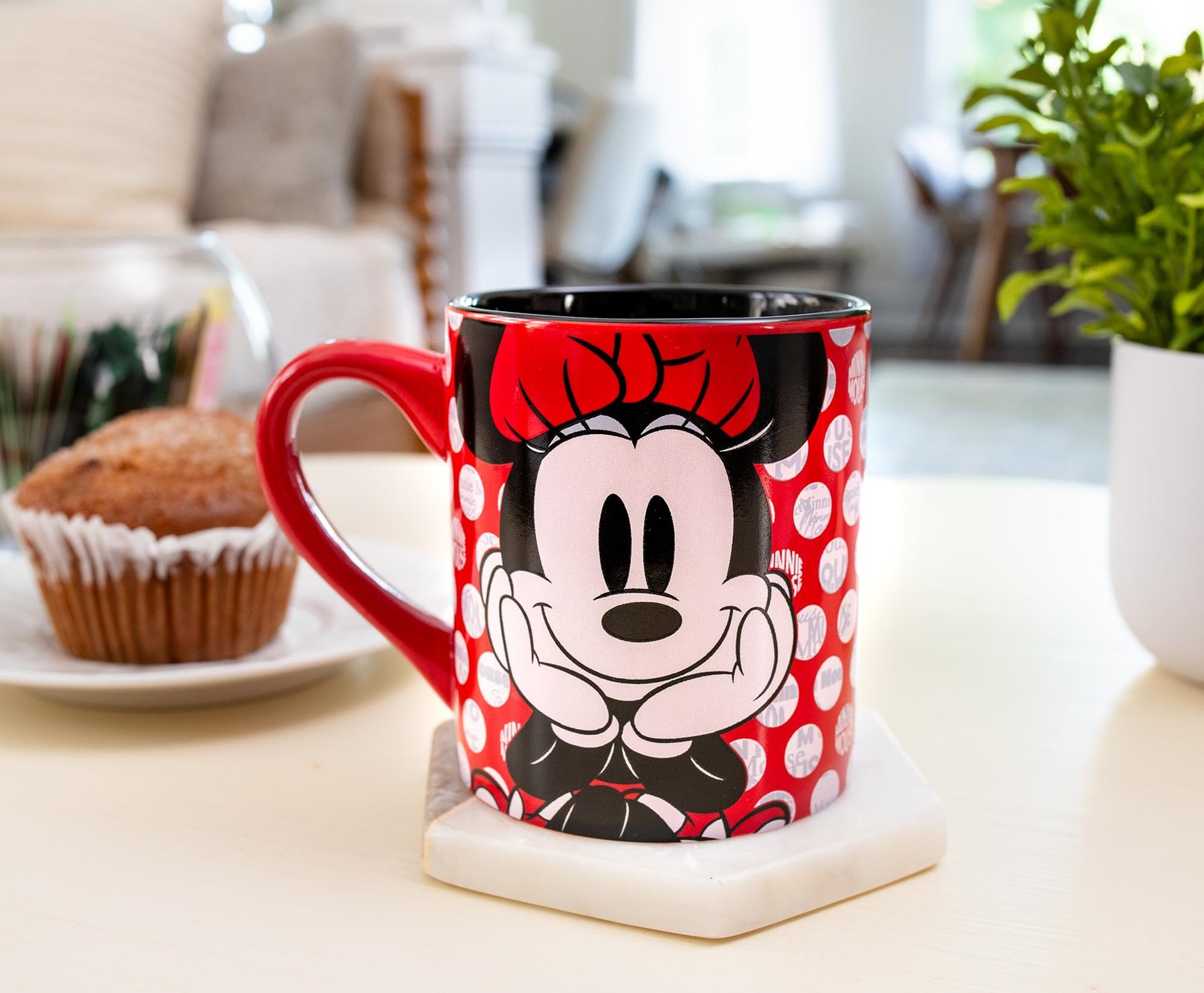 Disney Minnie Mouse Rock the Dots Ceramic Coffee Mug | Holds 14 Ounces