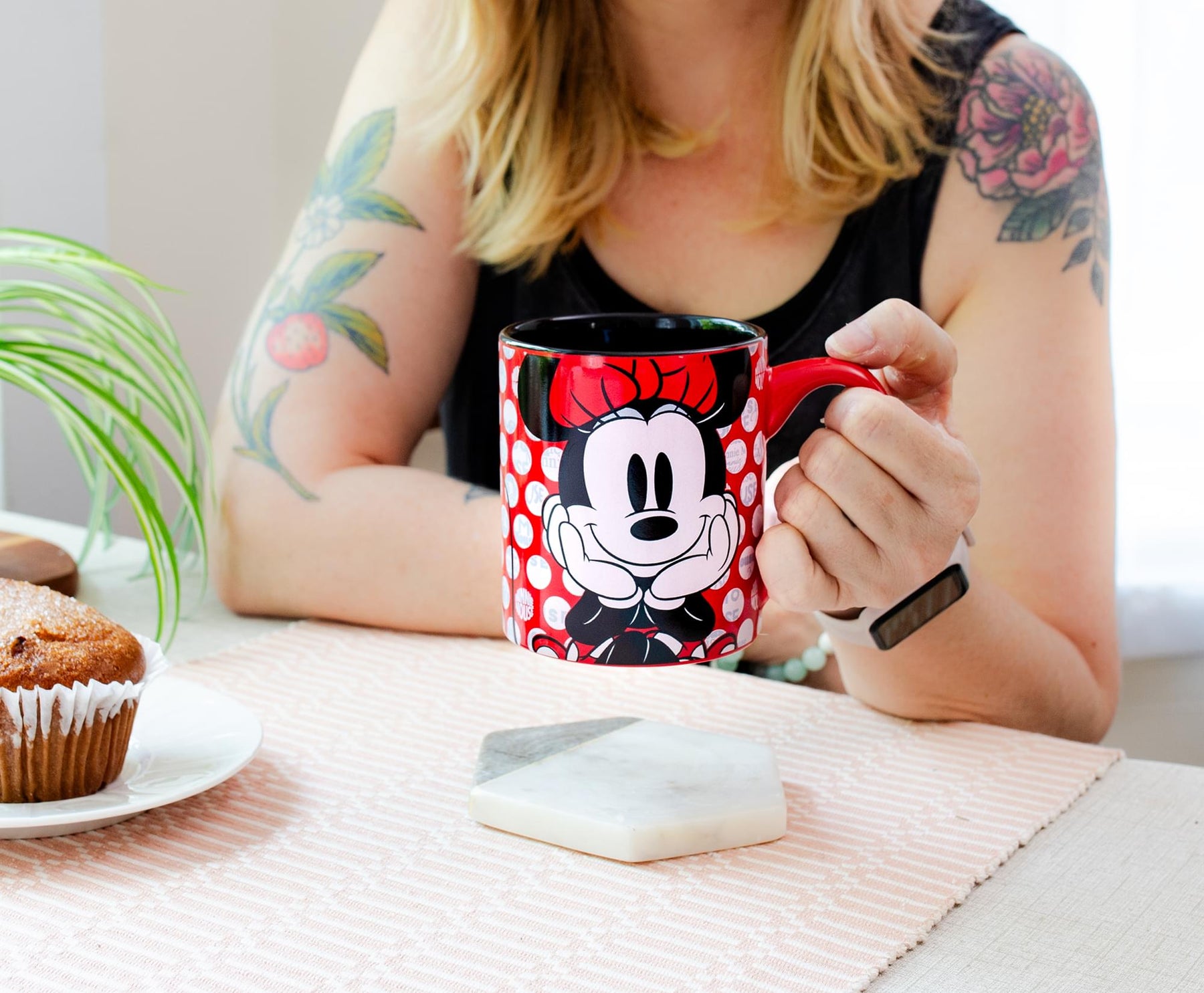 Disney Minnie Mouse Rock the Dots Ceramic Coffee Mug | Holds 14 Ounces