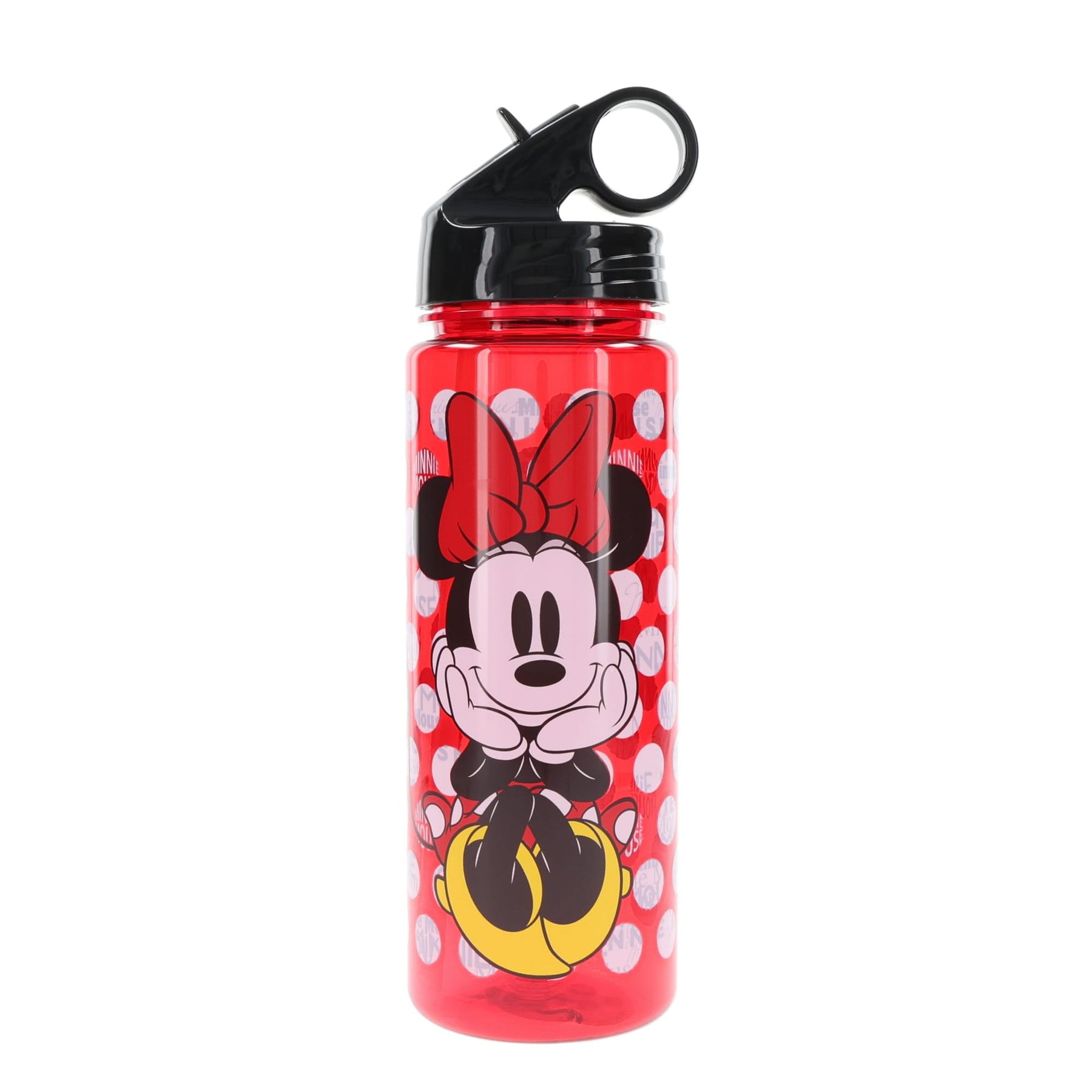 Disney Minnie Mouse Water Bottle With Flip-Up Straw | Holds 20 Ounces