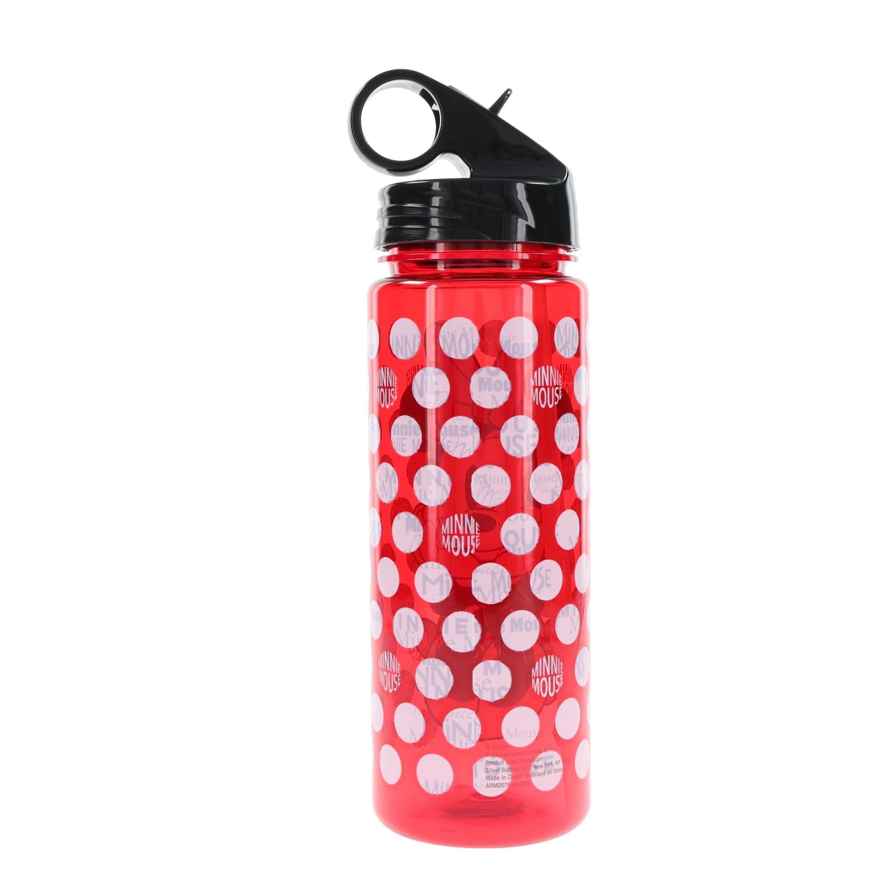 Disney Minnie Mouse Water Bottle With Flip-Up Straw | Holds 20 Ounces