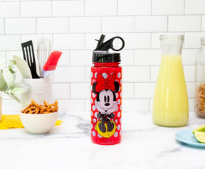 Disney Minnie Mouse Water Bottle With Flip-Up Straw | Holds 20 Ounces