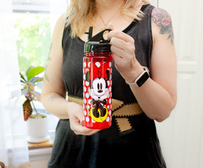 Disney Minnie Mouse Water Bottle With Flip-Up Straw | Holds 20 Ounces