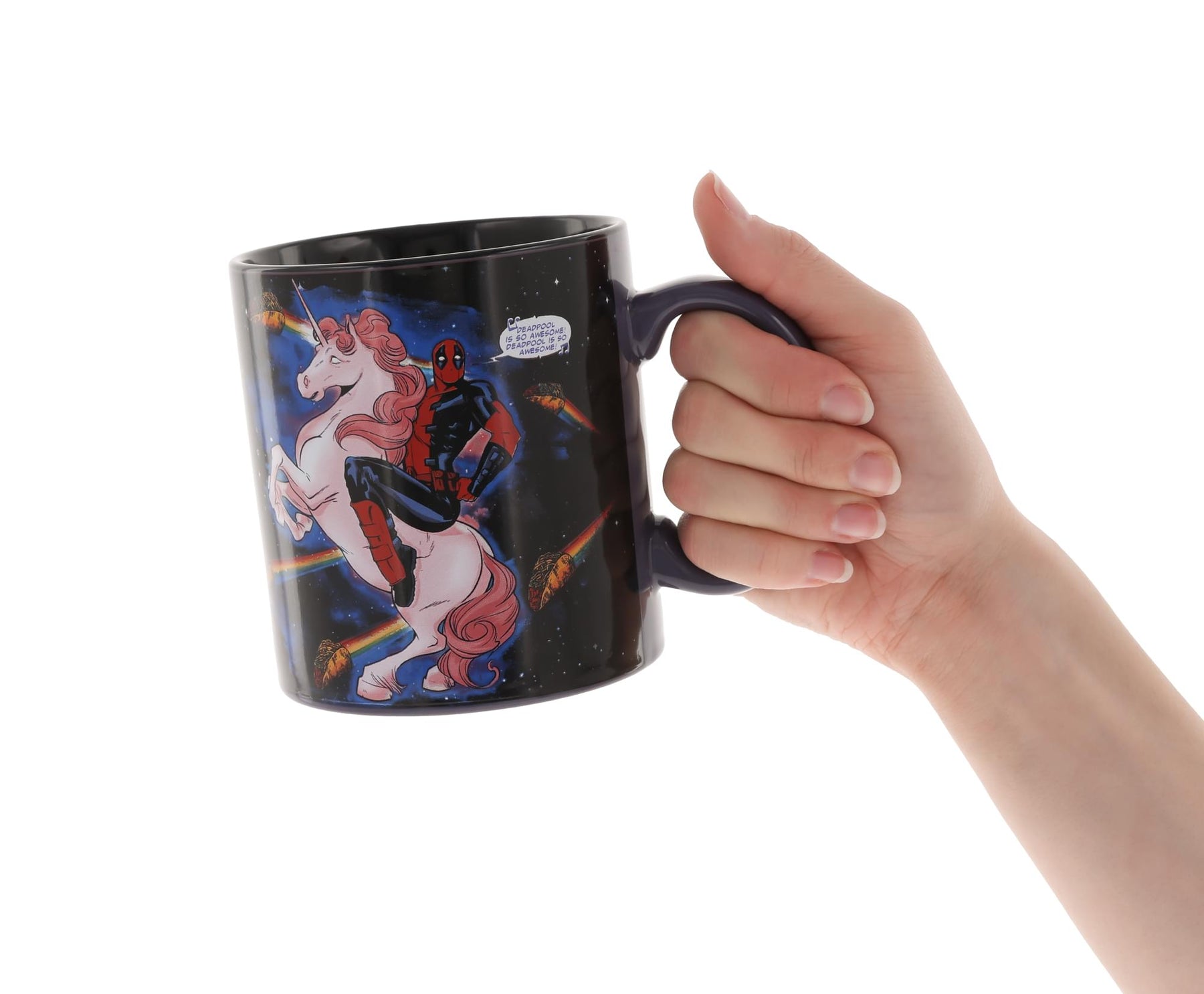 Marvel Deadpool and Unicorn In Space Ceramic Mug | Holds 20 Ounces