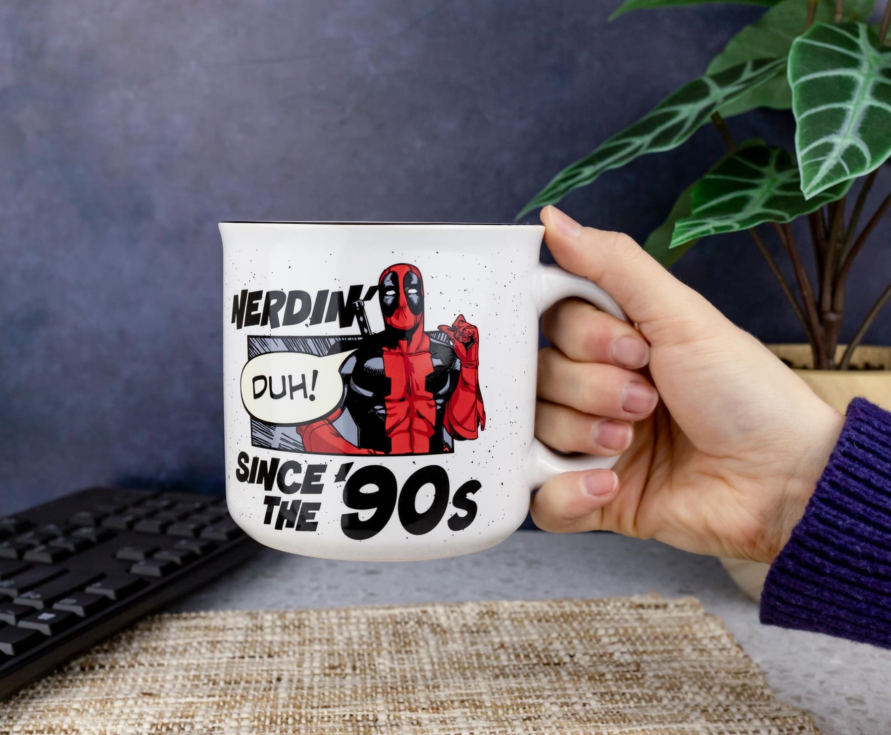 Marvel Deadpool "Nerdin' Since The '90s" Ceramic Camper Mug | Holds 20 Ounces