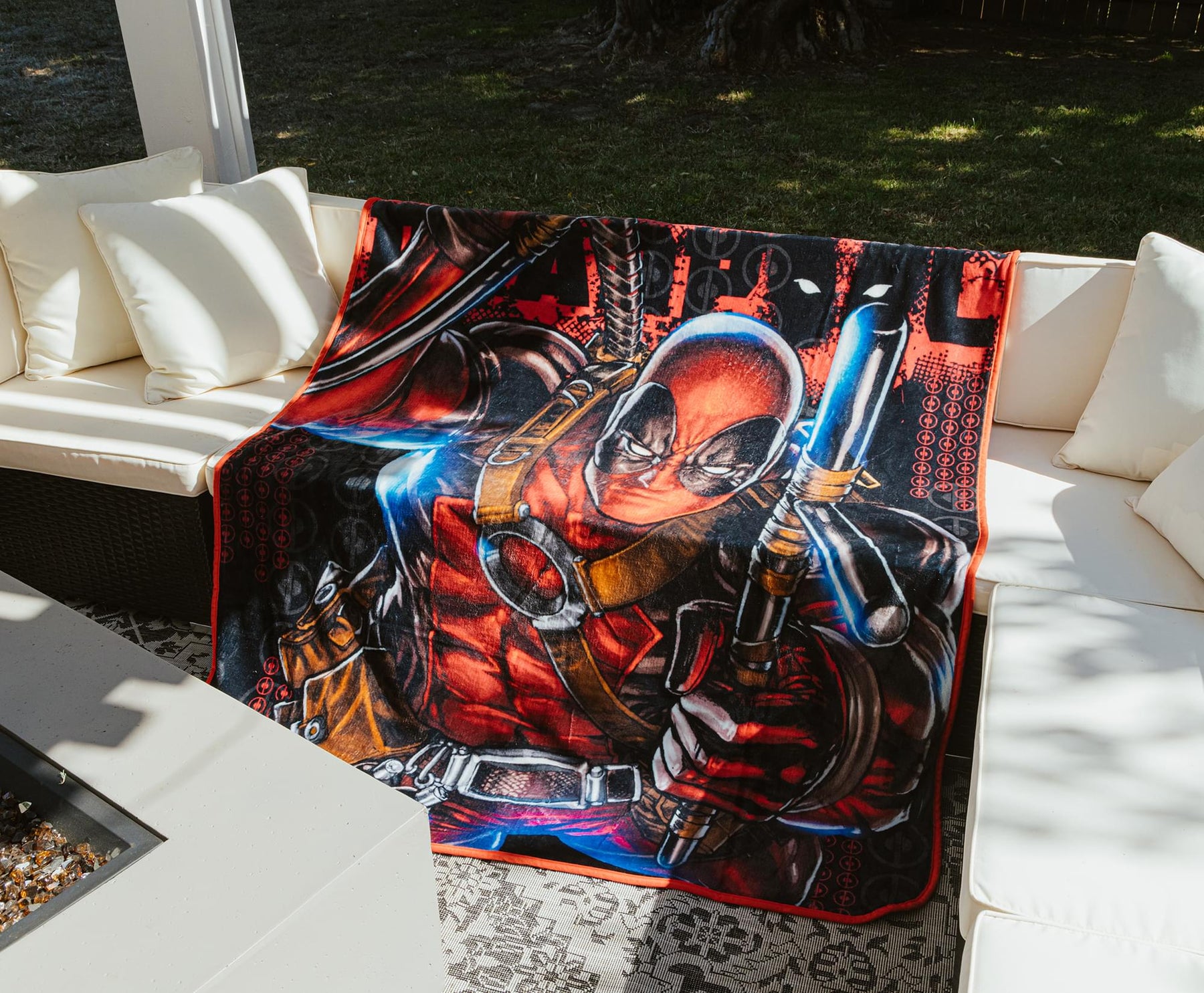 Marvel Comics Deadpool Batons Raschel Throw Blanket | 50 x 60 Inches