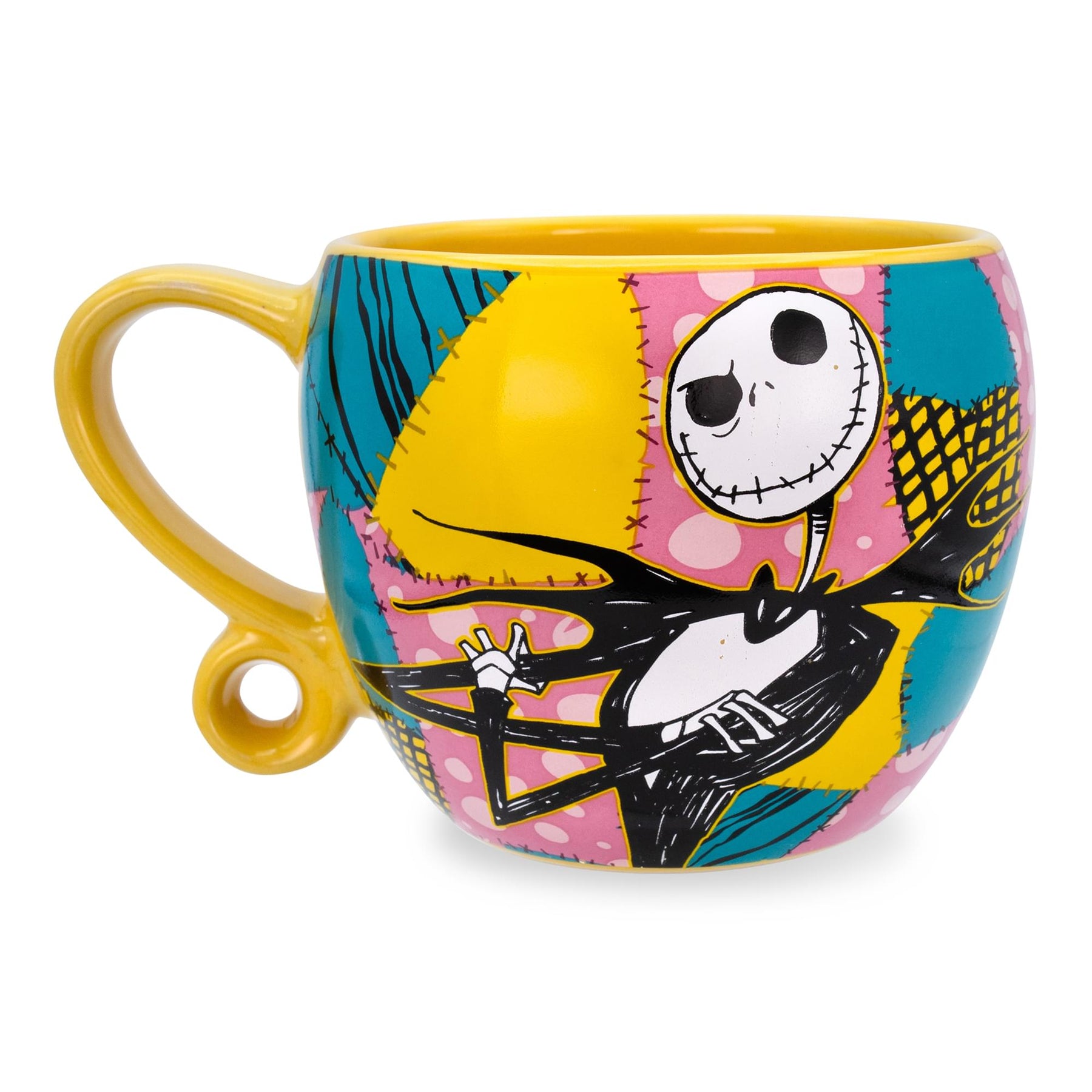 Disney Nightmare Before Christmas Jack and Sally Patchwork Sculpted Ceramic Mug