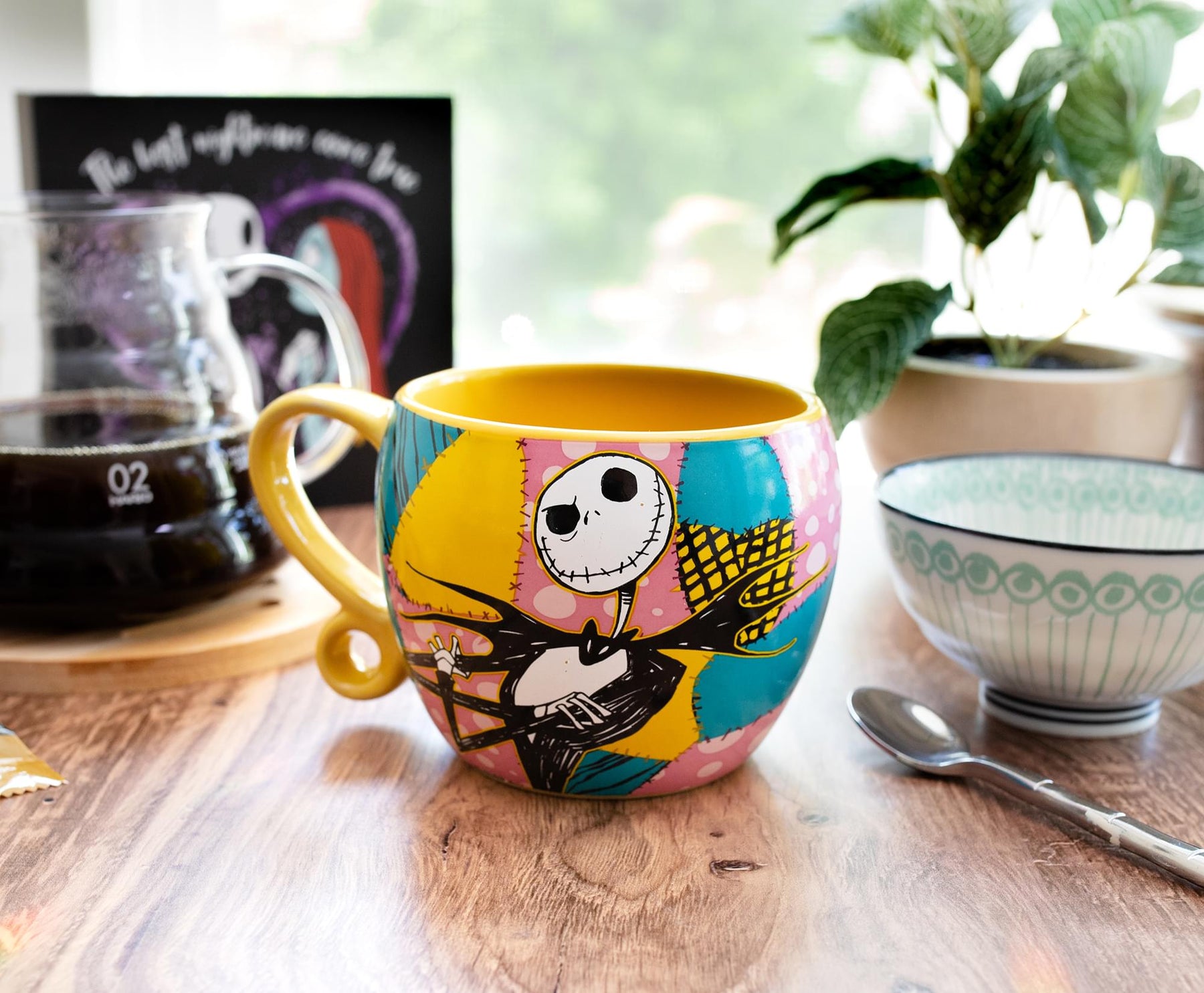 Disney Nightmare Before Christmas Jack and Sally Patchwork Sculpted Ceramic Mug