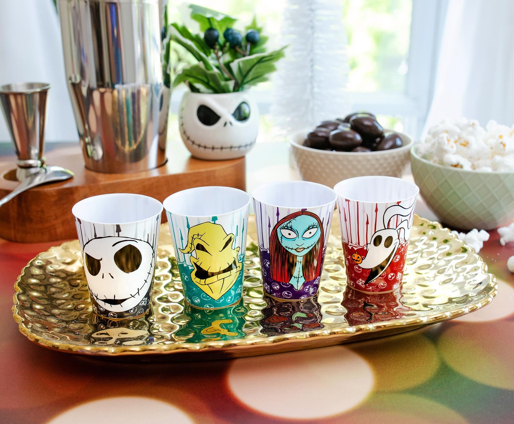 Disney The Nightmare Before Christmas Faces 2-Ounce Plastic Mini Cups | Set of 4