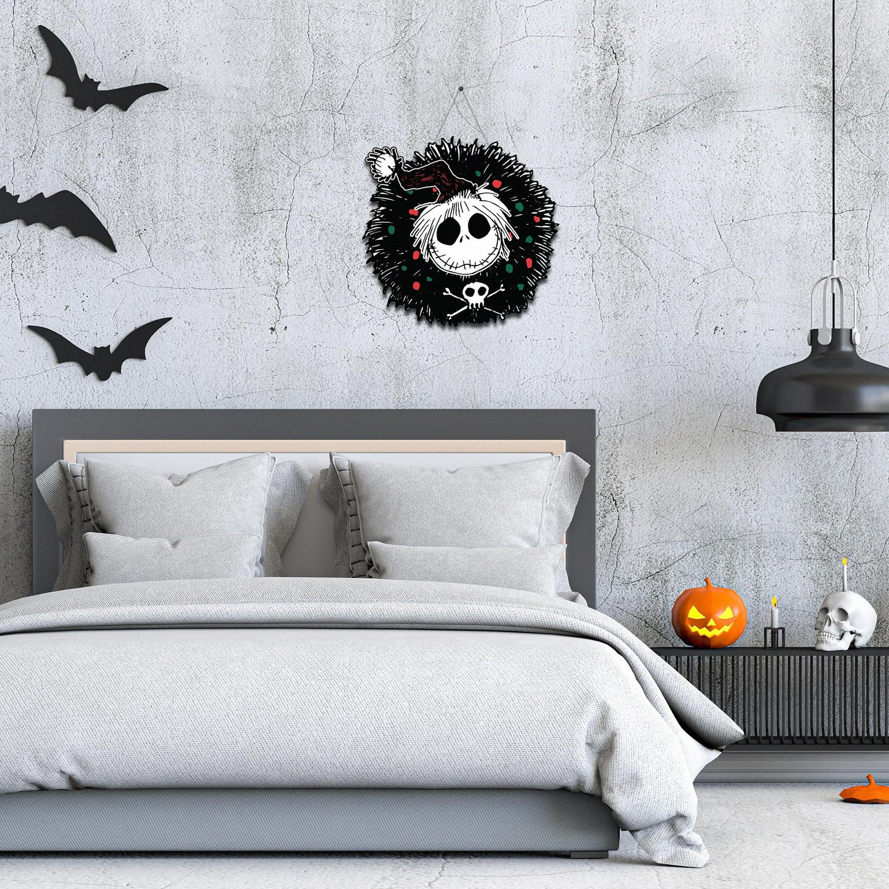 Nightmare Before Christmas Jack Wreath Hanging MDF Wall Art