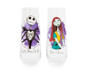 The Nightmare Before Christmas Jack and Sally Stemless Fluted Glasses | Set of 2