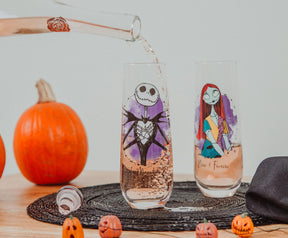 The Nightmare Before Christmas Jack and Sally Stemless Fluted Glasses | Set of 2