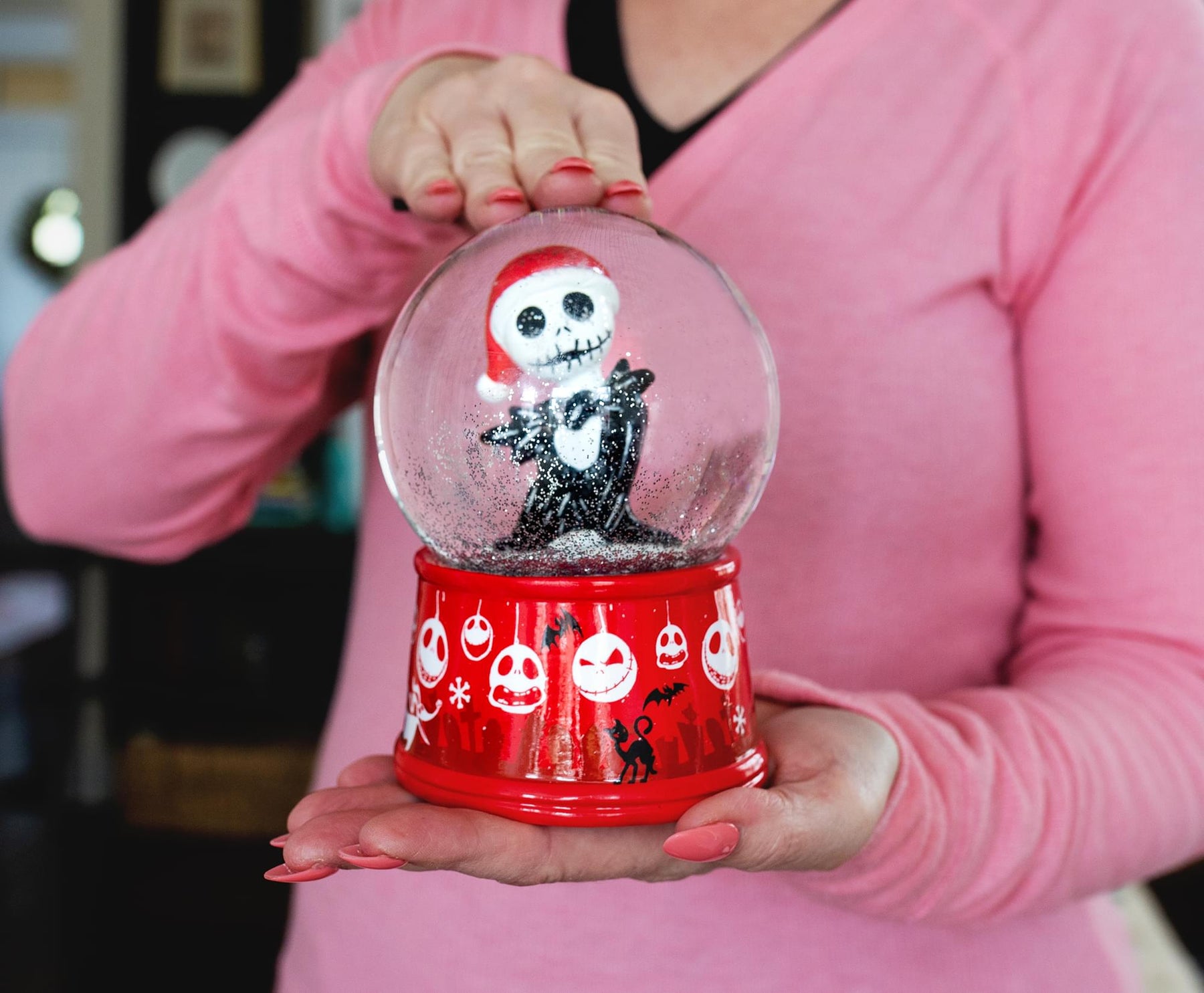 Disney The Nightmare Before Christmas Santa Jack 6-Inch Light-Up Snow Globe