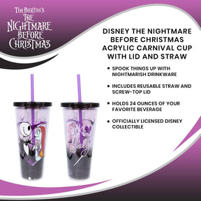 Disney The Nightmare Before Christmas Acrylic Carnival Cup with Lid and Straw