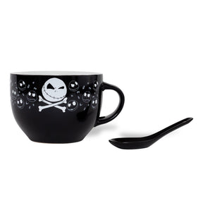 Disney The Nightmare Before Christmas Cross Bones Ceramic Soup Mug With Spoon