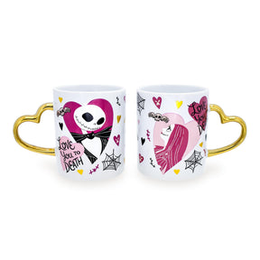 Disney Nightmare Before Christmas Jack and Sally Sculpted Handle Ceramic Mug Set