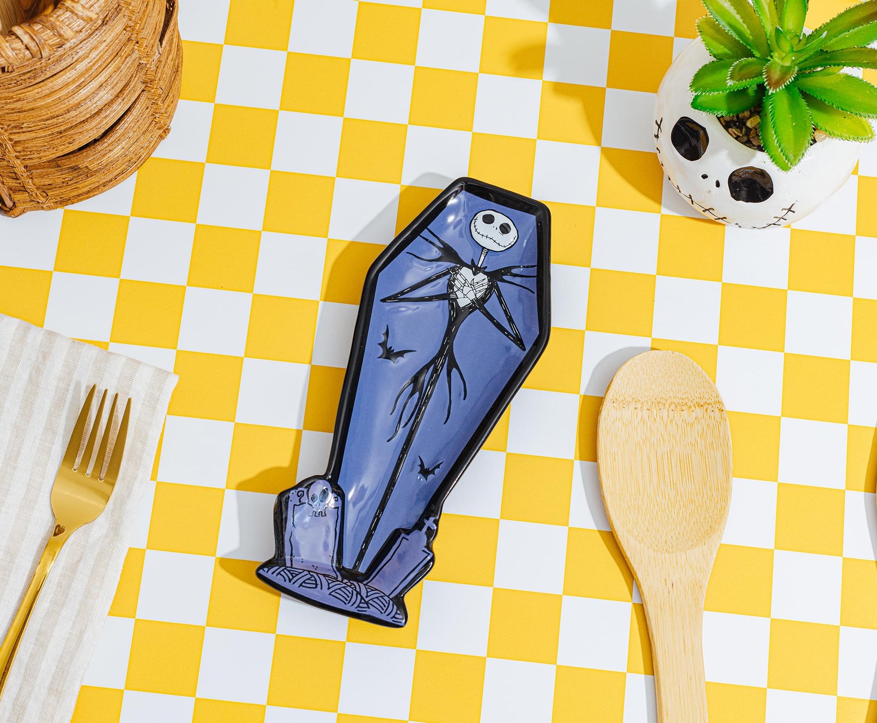 Disney The Nightmare Before Christmas Jack Coffin Sculpted Ceramic Spoon Rest