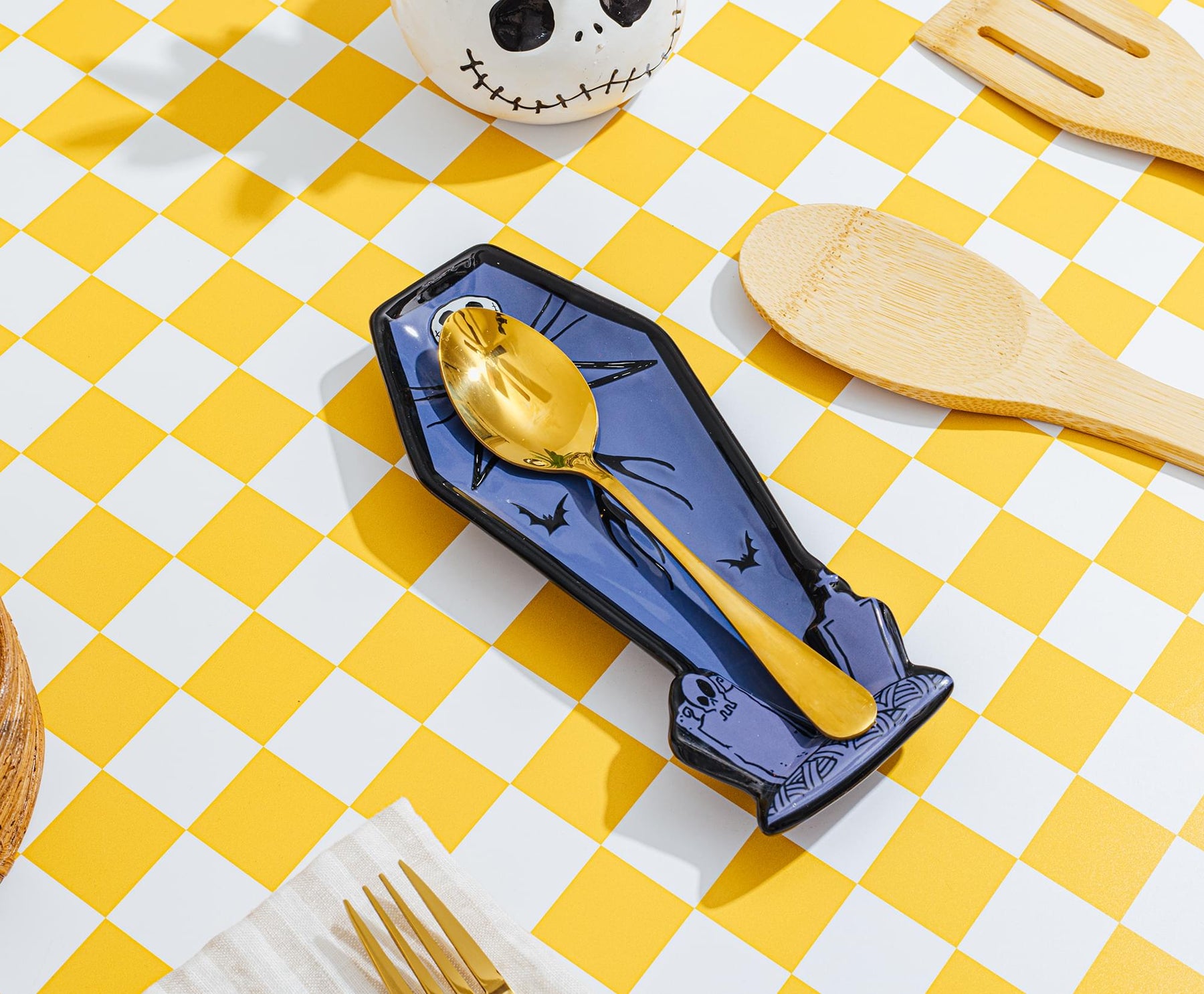 Disney The Nightmare Before Christmas Jack Coffin Sculpted Ceramic Spoon Rest