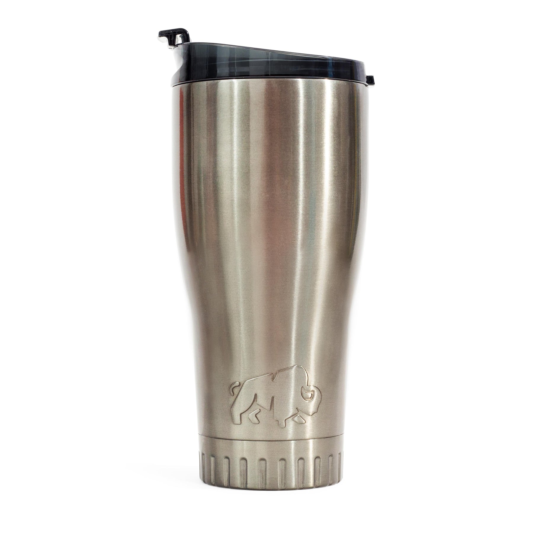 Metallic Gray Stainless Steel Tumbler With Flip Lid | Holds 30 Ounces