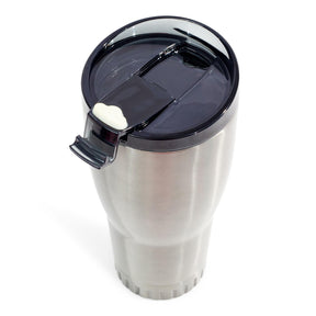 Metallic Gray Stainless Steel Tumbler With Flip Lid | Holds 30 Ounces