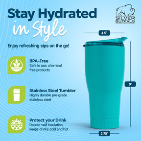 Matte Teal Stainless Steel Tumbler With Flip Lid | Holds 30 Ounces