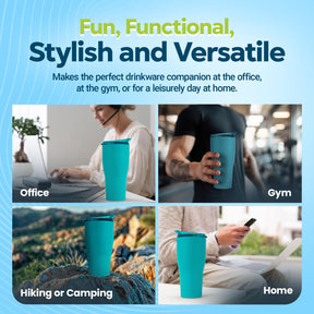 Matte Teal Stainless Steel Tumbler With Flip Lid | Holds 30 Ounces